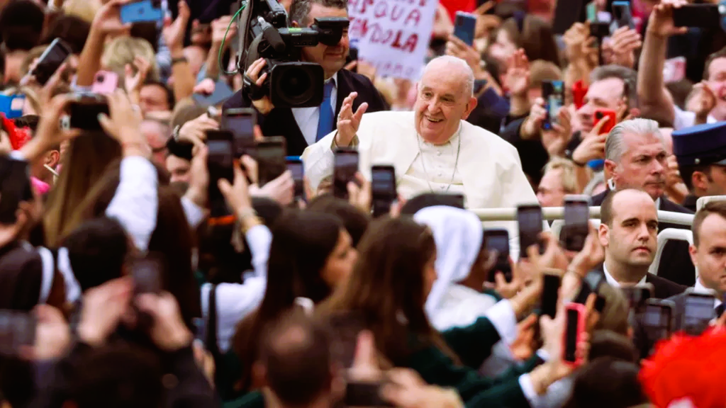 Pope Francis waved to crowds at the Vatican on the day of the Easter Mass